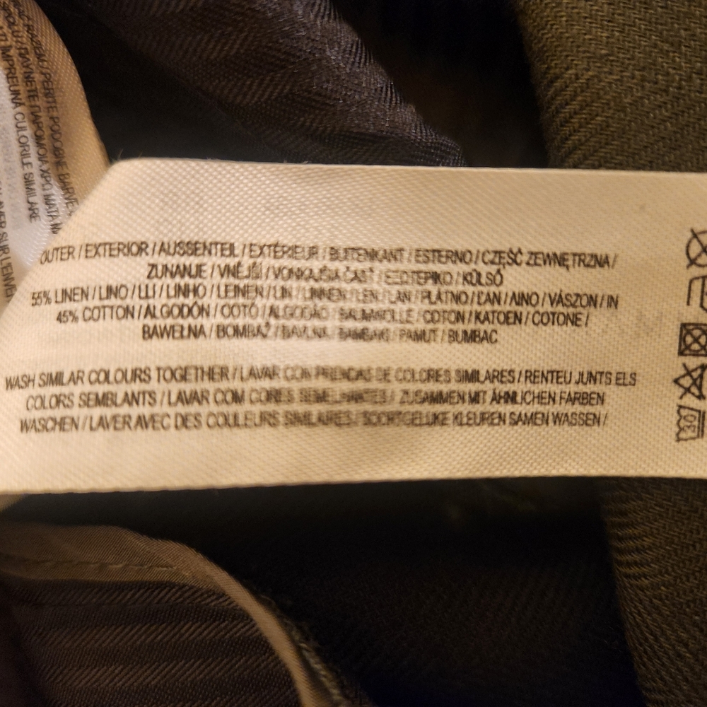 Primark Olive Green Men's Linen & Cotton Slim Cut Single Breasted Suit Size 46R - Picture 11 of 16